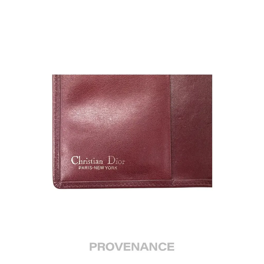 🔴 Christian Dior Bifold Wallet - Burgundy Calfskin Leather